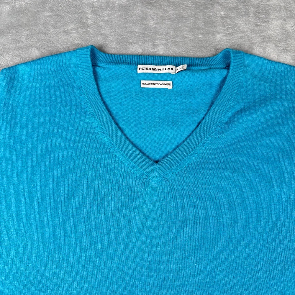 Peter Millar Men’s Sweater XL Blue Long Sleeve Cashmere Blend Pullover Golf - Picture 2 of 11
